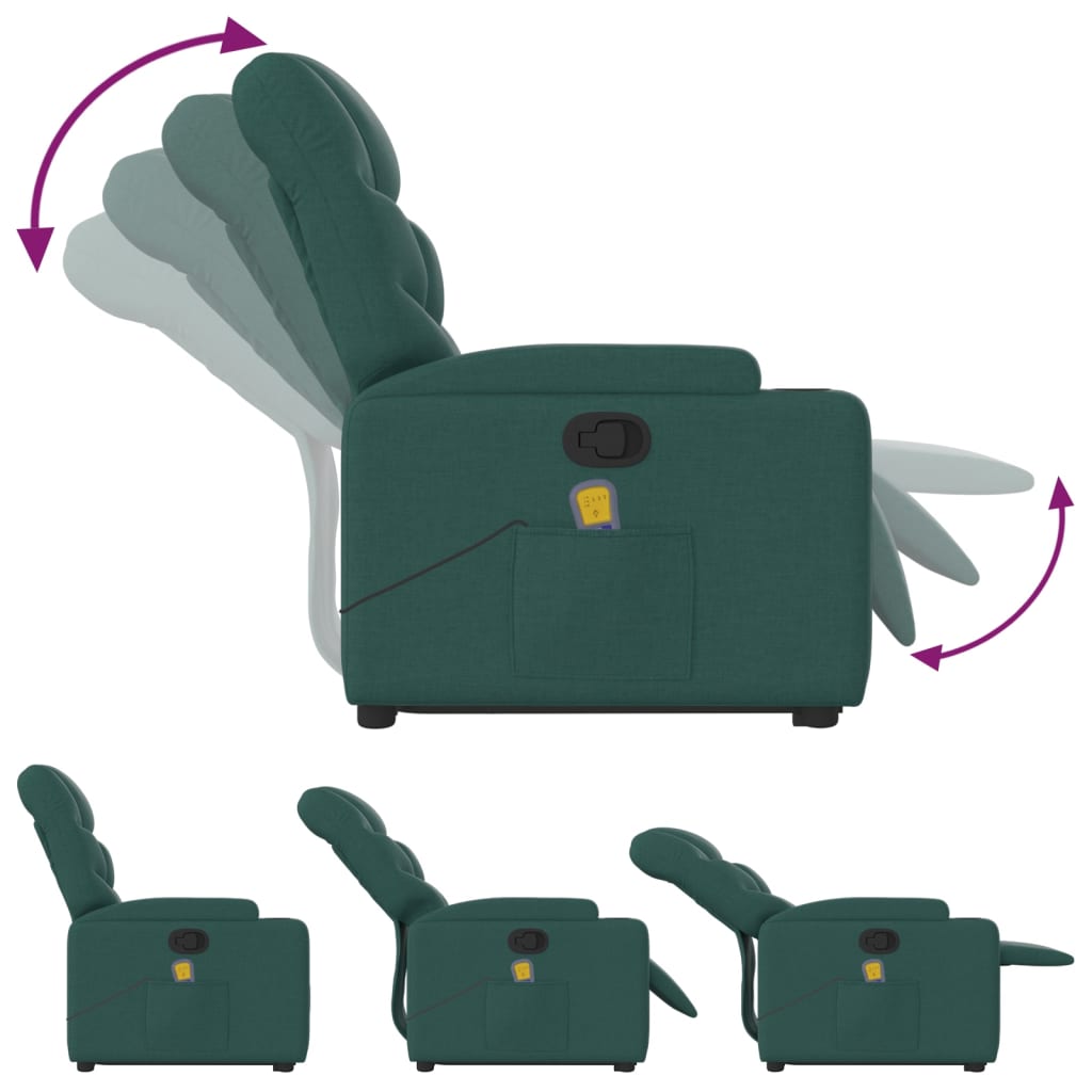 Fauteuil inclinable de massage Vert foncé Tissu Fauteuils vidaXL