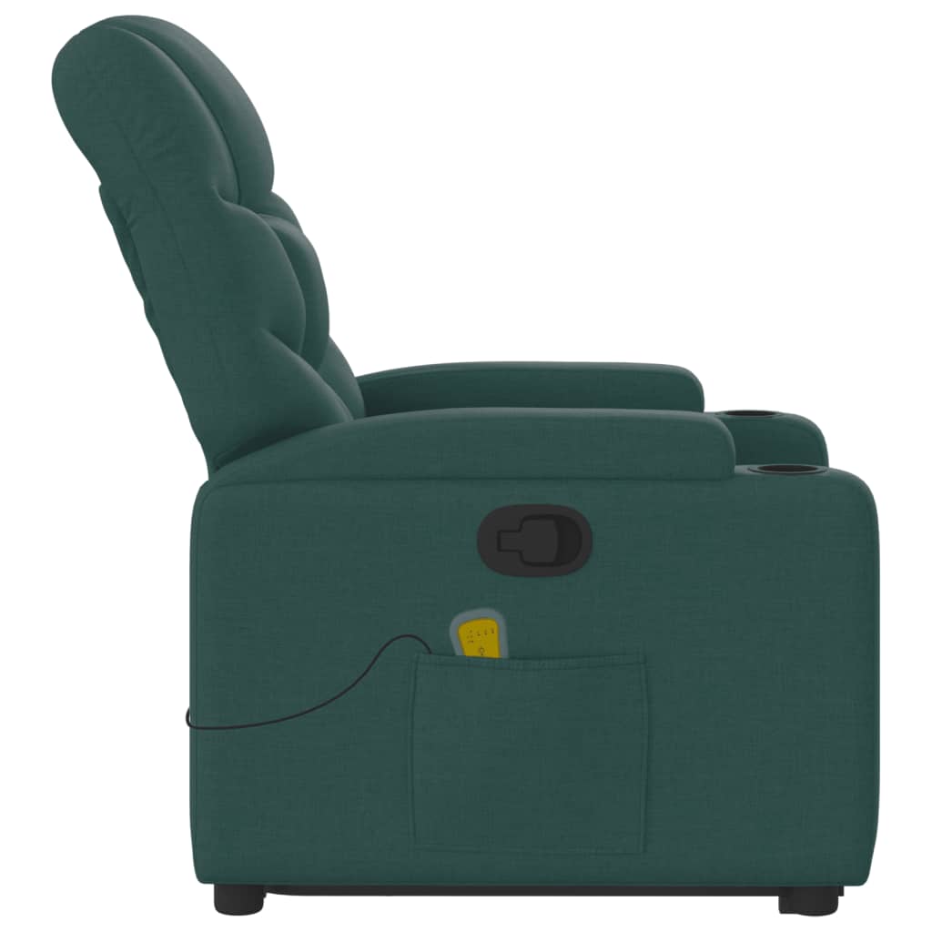 Fauteuil inclinable de massage Vert foncé Tissu Fauteuils vidaXL