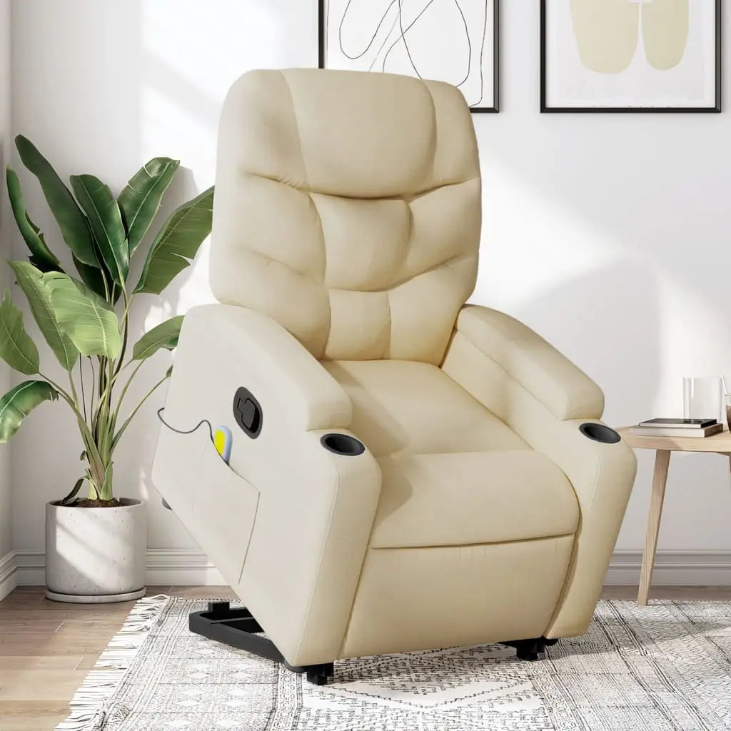 Fauteuil inclinable de massage Crème Tissu - XIOS
