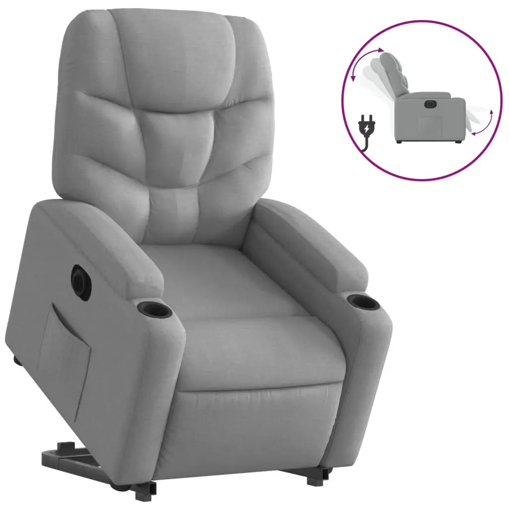 Fauteuil inclinable électrique gris clair tissu - XIOS