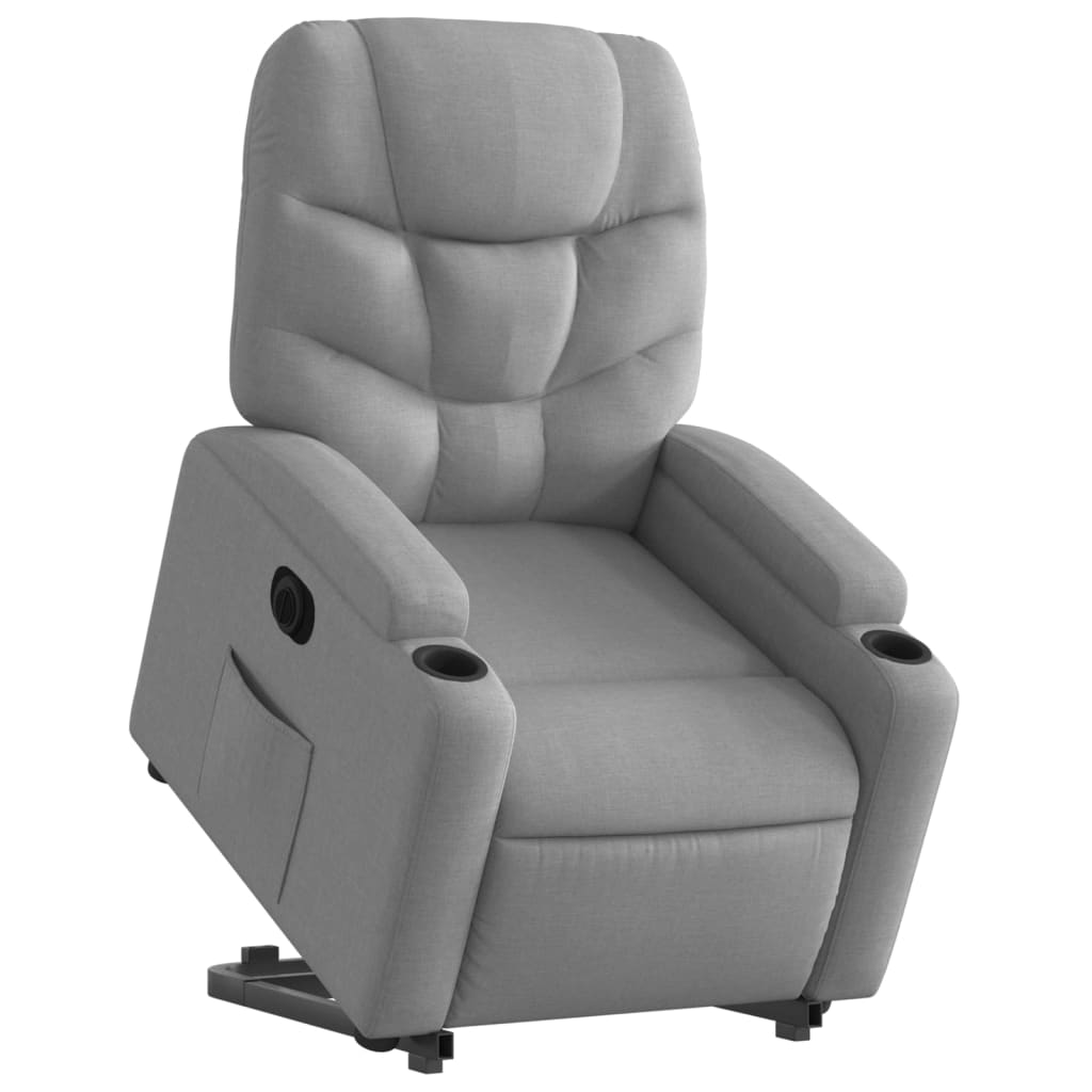 Fauteuil inclinable électrique gris clair tissu - XIOS
