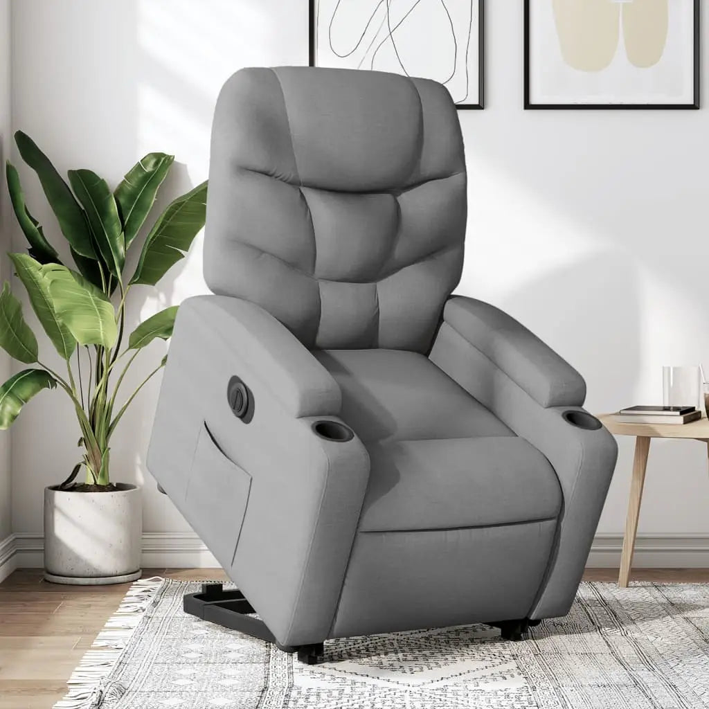 Fauteuil inclinable électrique gris clair tissu - XIOS