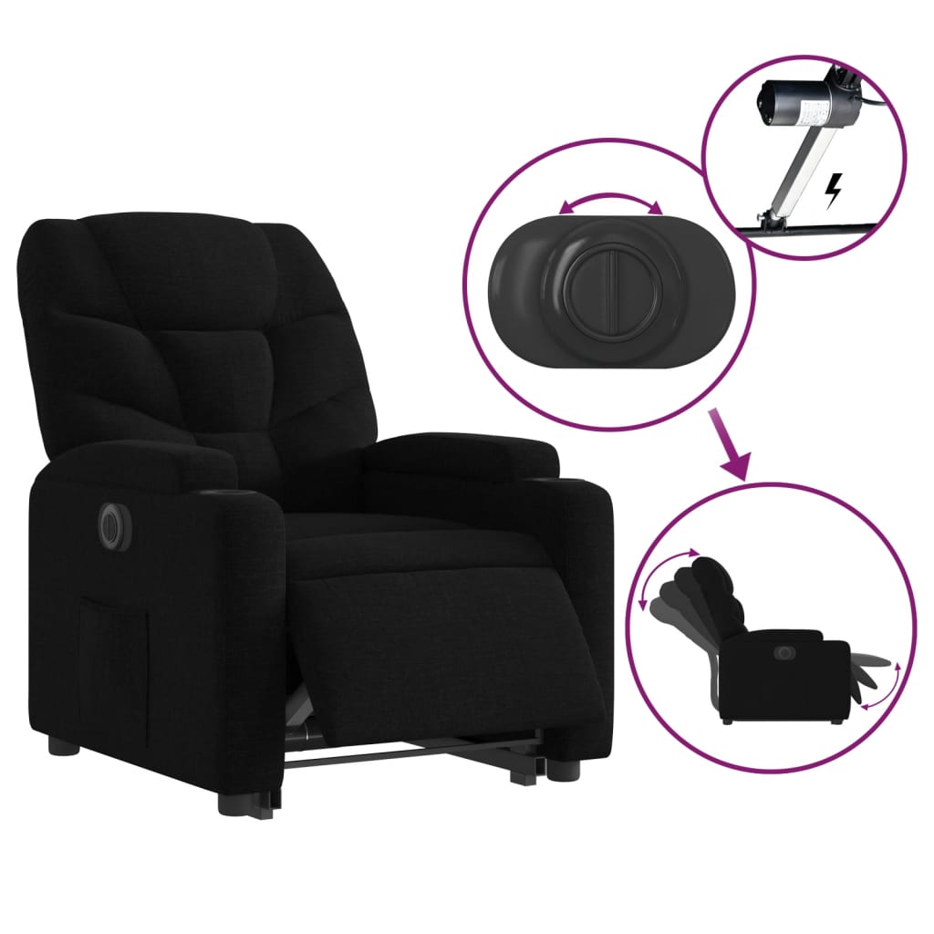 Fauteuil inclinable électrique noir tissu - XIOS