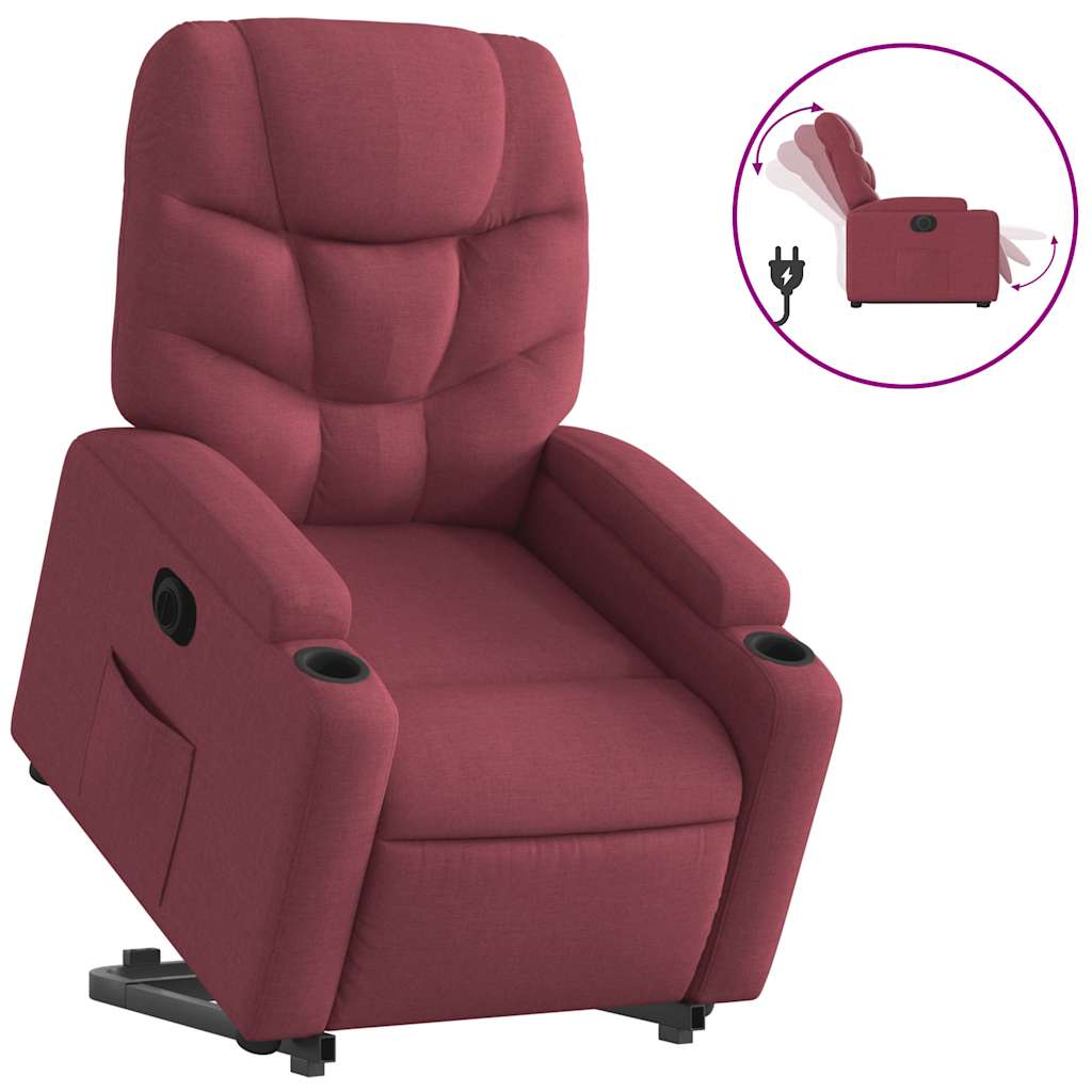 Fauteuil inclinable électrique rouge bordeaux tissu - XIOS