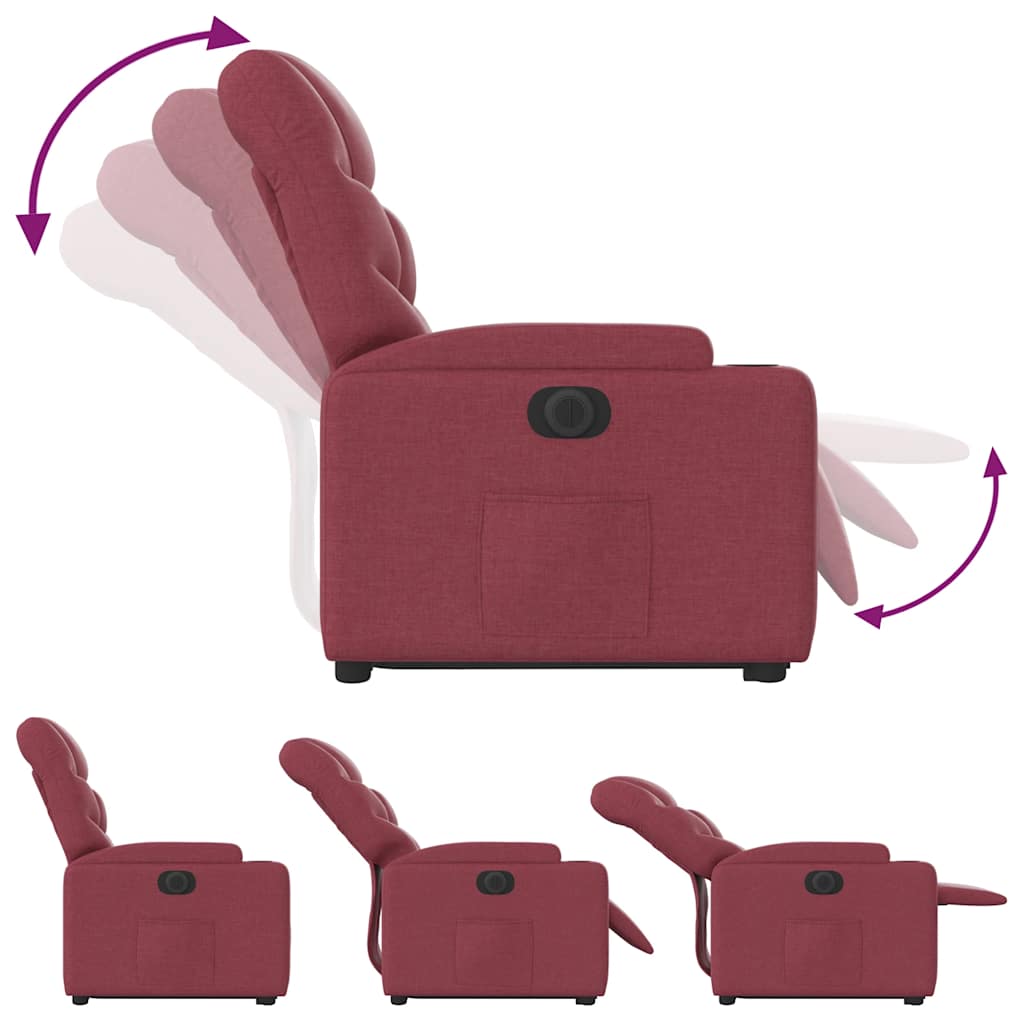 Fauteuil inclinable électrique rouge bordeaux tissu - XIOS