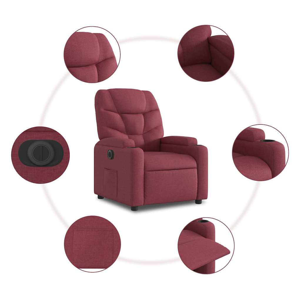 Fauteuil inclinable électrique rouge bordeaux tissu - XIOS