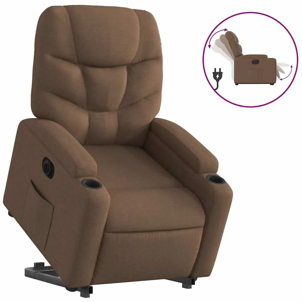 Fauteuil inclinable électrique marron tissu - XIOS