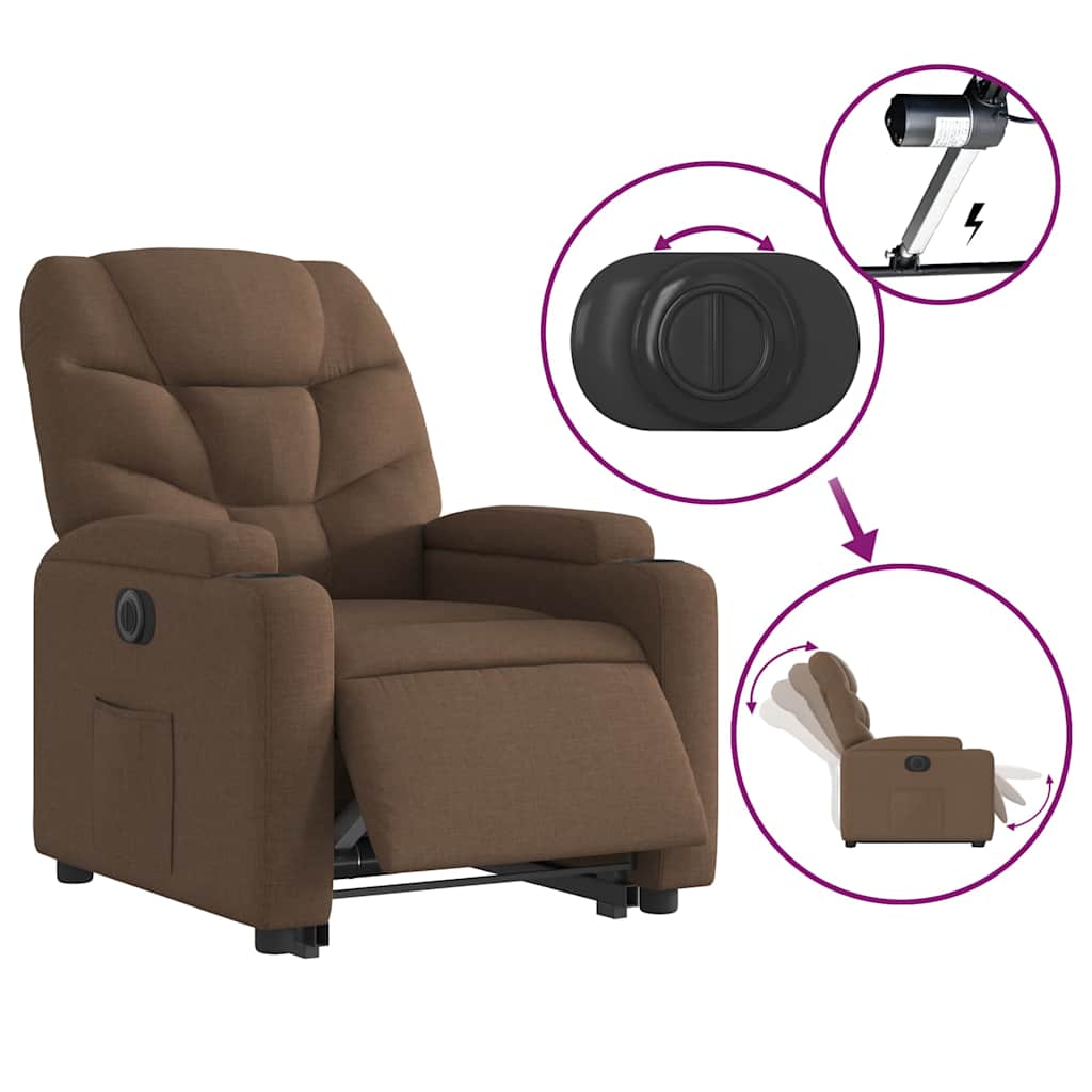 Fauteuil inclinable électrique marron tissu - XIOS