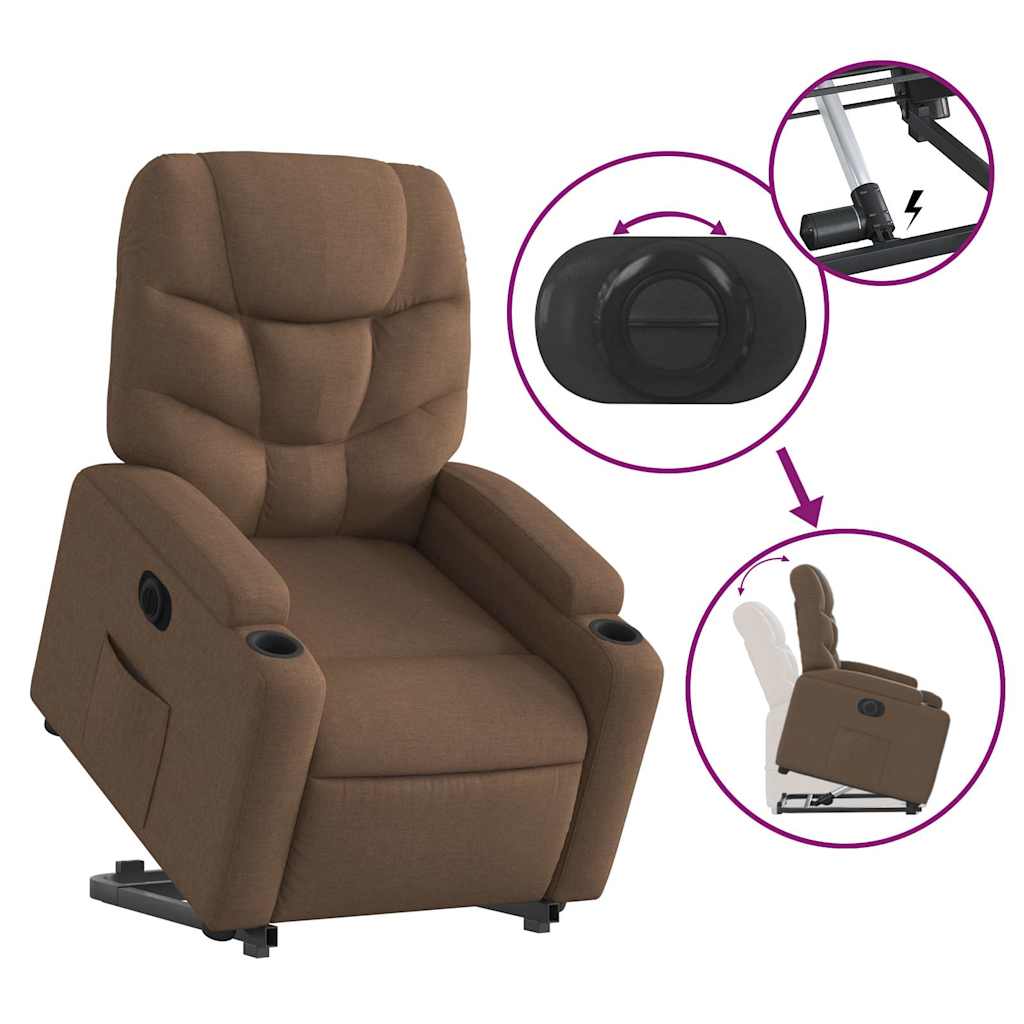 Fauteuil inclinable électrique marron tissu - XIOS