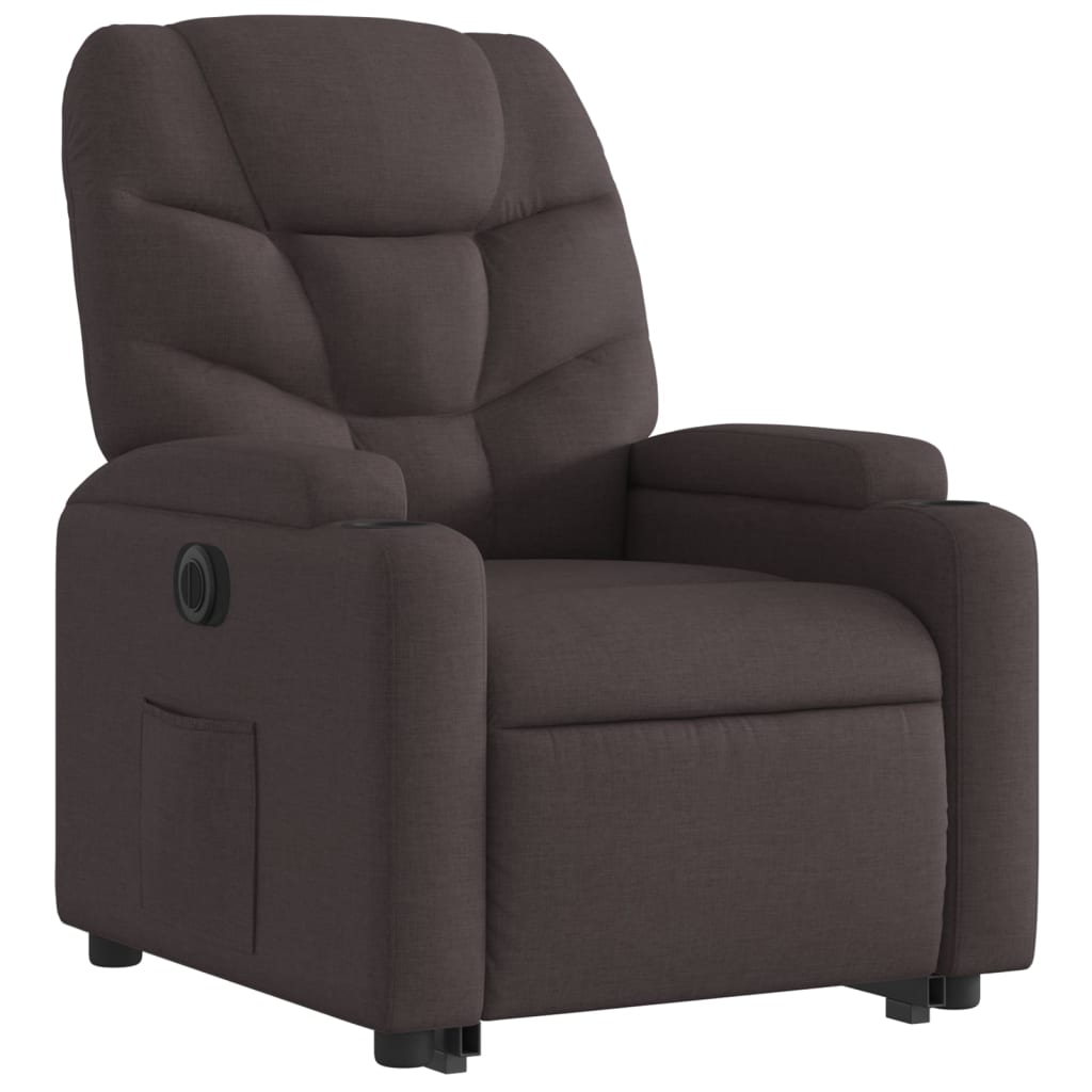 Fauteuil inclinable électrique marron foncé tissu - XIOS