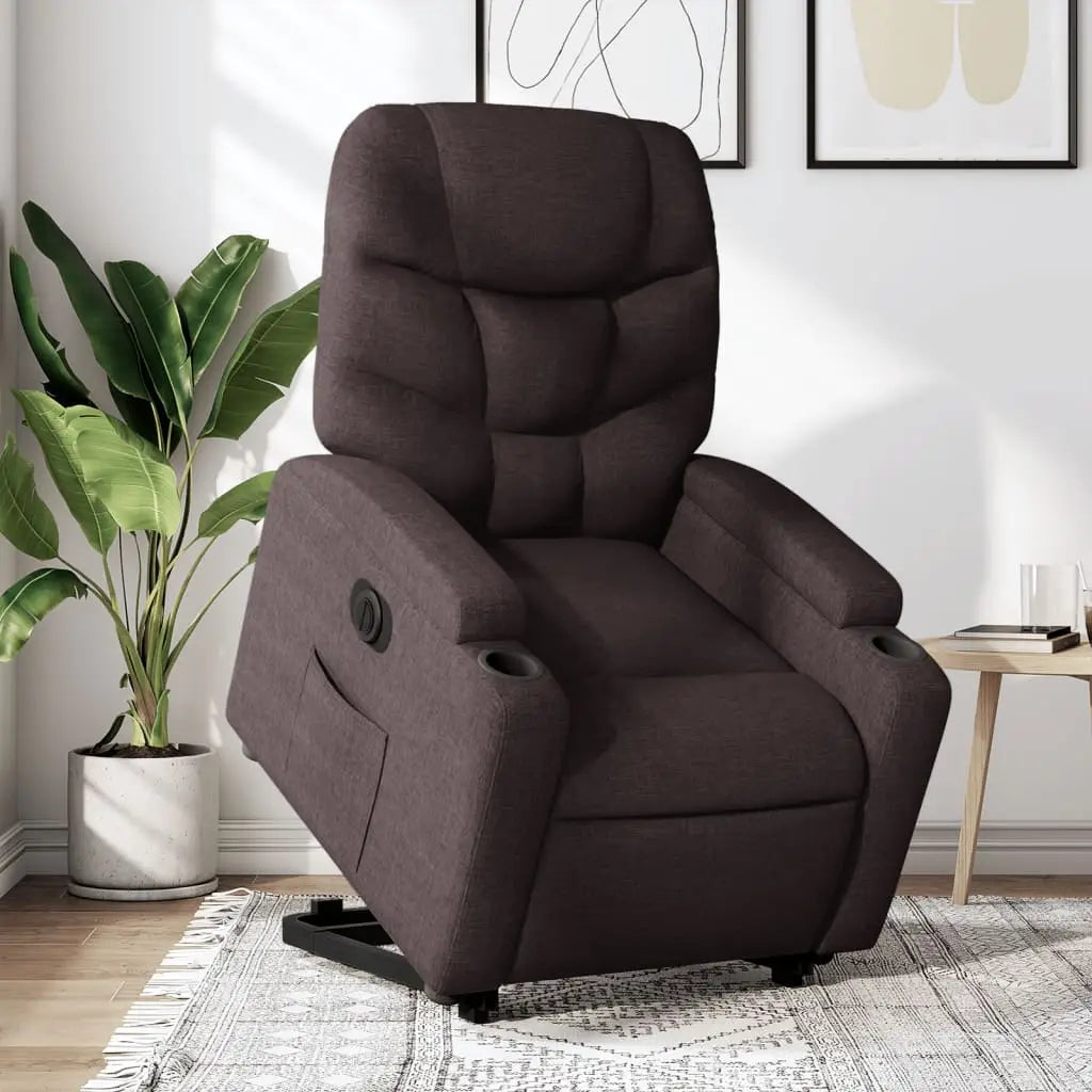 Fauteuil inclinable électrique marron foncé tissu - XIOS