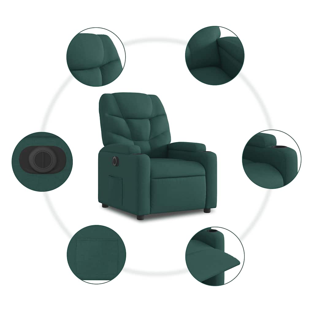 Fauteuil inclinable électrique vert foncé tissu - XIOS