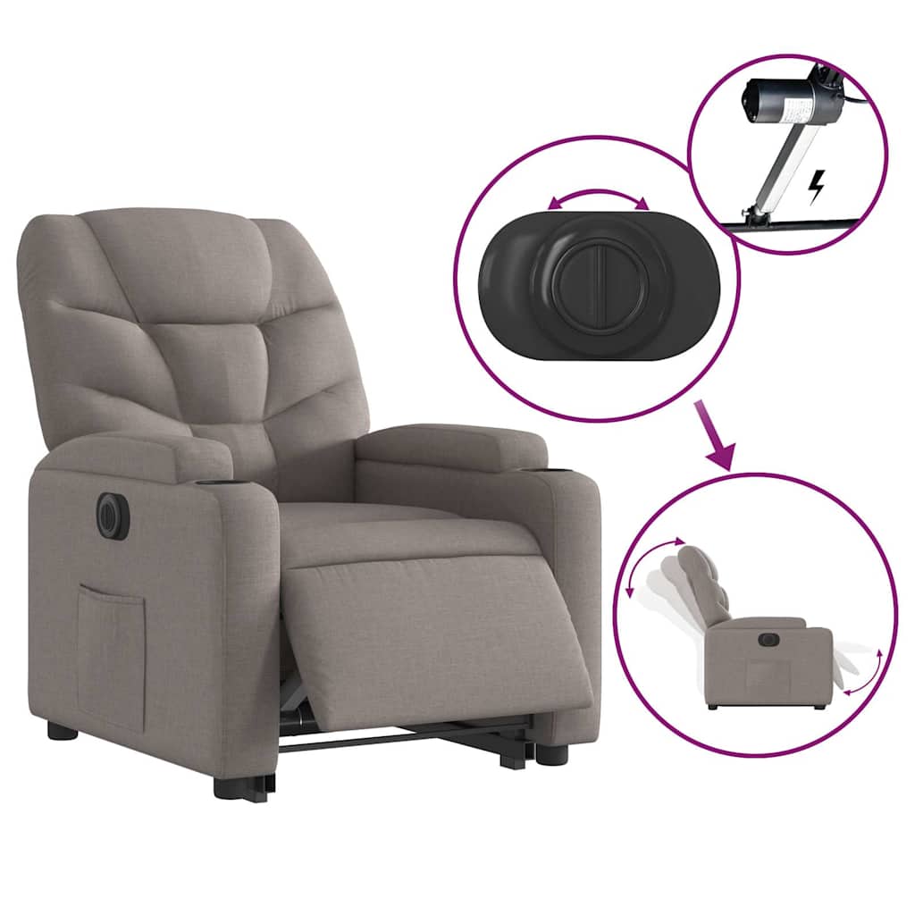 Fauteuil inclinable électrique taupe tissu - XIOS