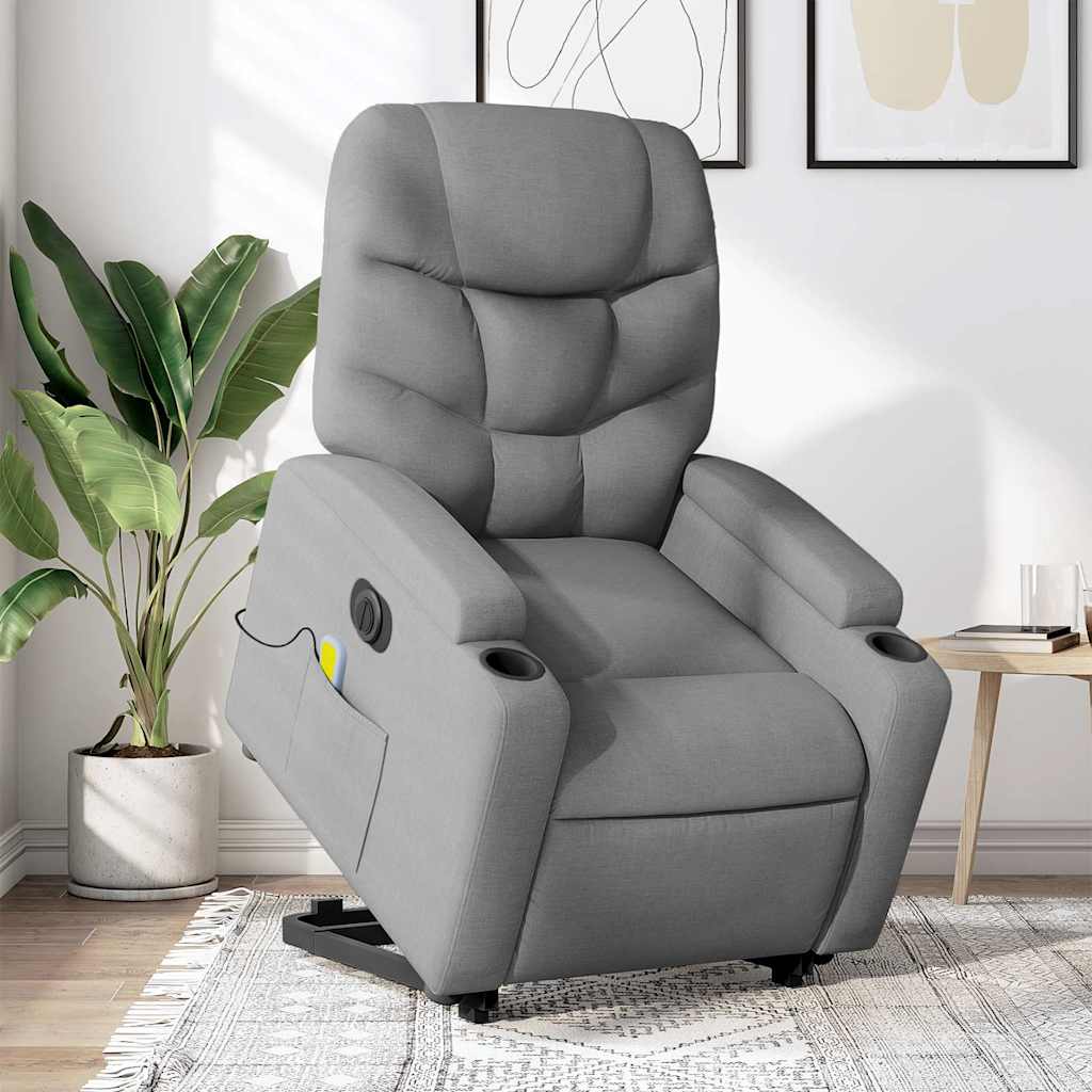 Fauteuil inclinable de massage électrique Gris clair Tissu - XIOS