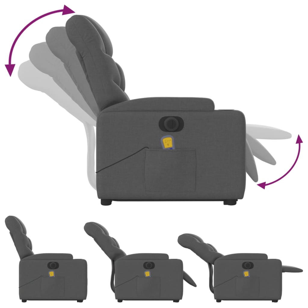 Fauteuil inclinable de massage électrique Gris foncé Tissu - XIOS