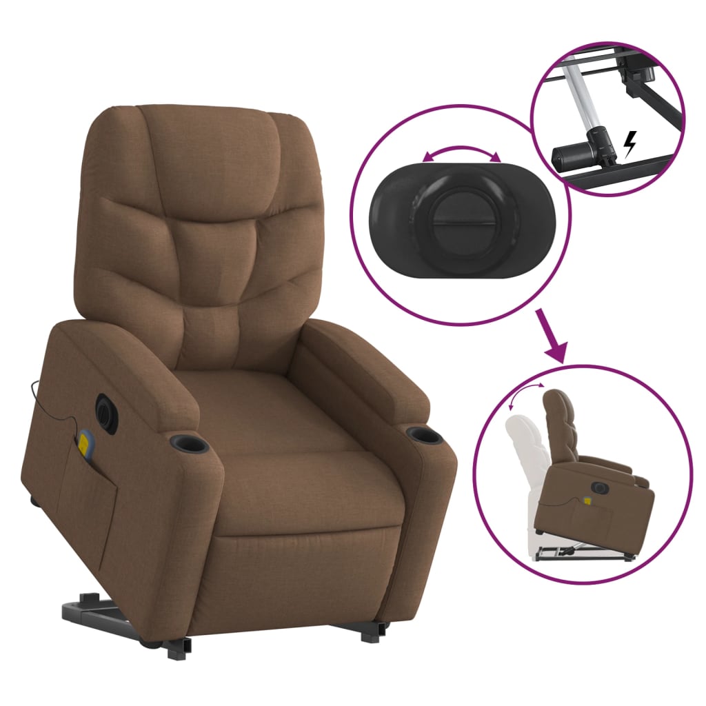 Fauteuil inclinable de massage électrique Marron Tissu - XIOS