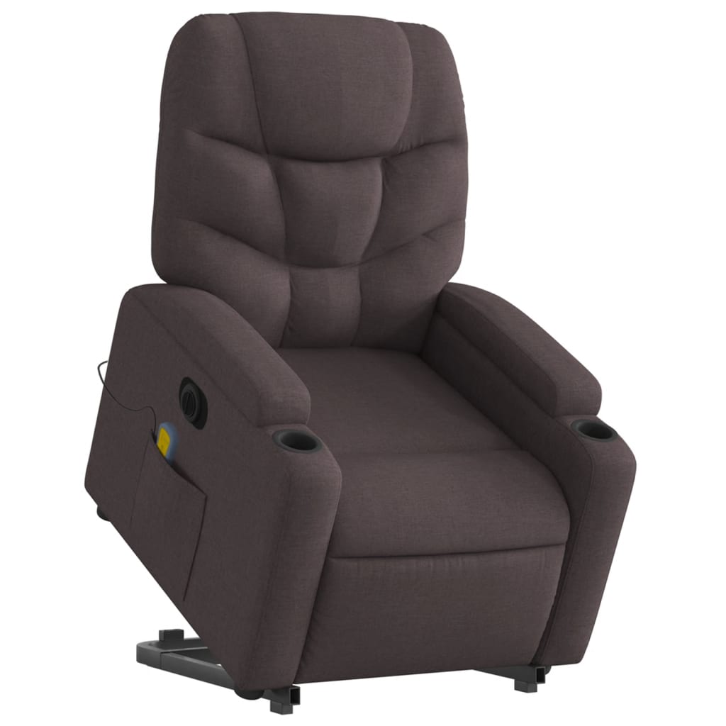 Fauteuil inclinable de massage électrique Marron foncé Tissu - XIOS