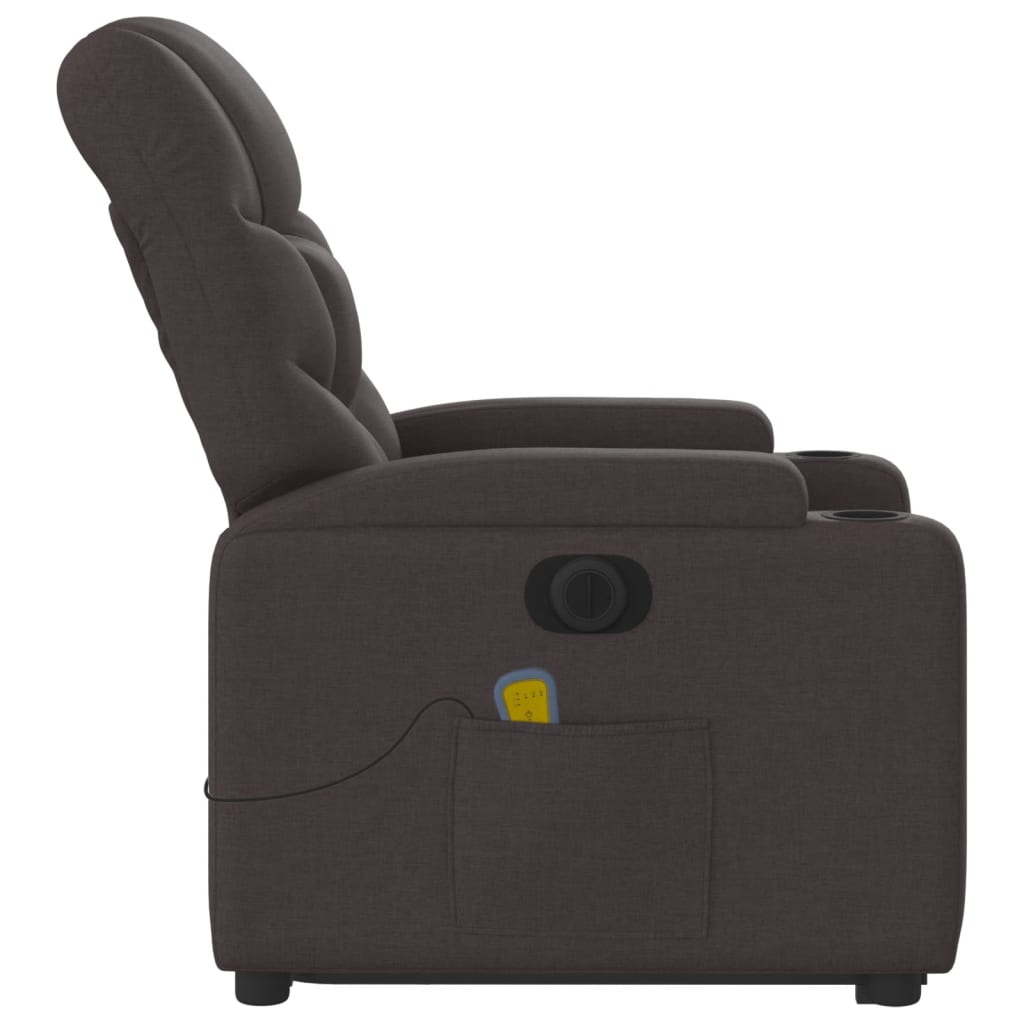 Fauteuil inclinable de massage électrique Marron foncé Tissu - XIOS