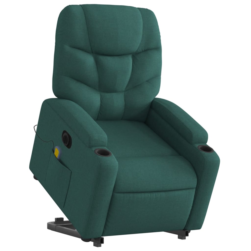 Fauteuil inclinable de massage électrique Vert foncé Tissu Fauteuils vidaXL