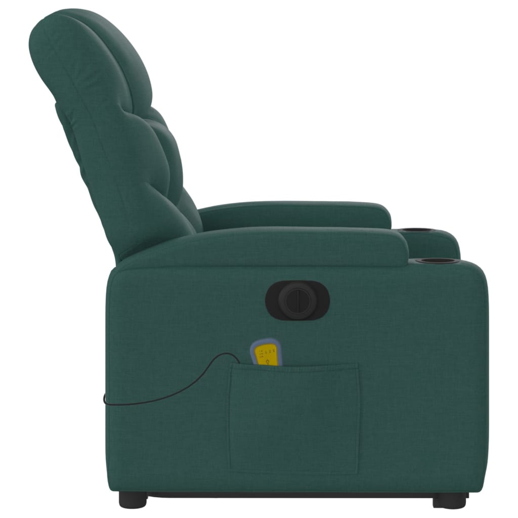 Fauteuil inclinable de massage électrique Vert foncé Tissu Fauteuils vidaXL