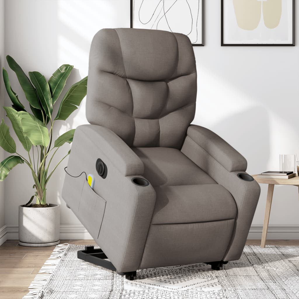 Fauteuil inclinable de massage électrique Taupe Tissu - XIOS
