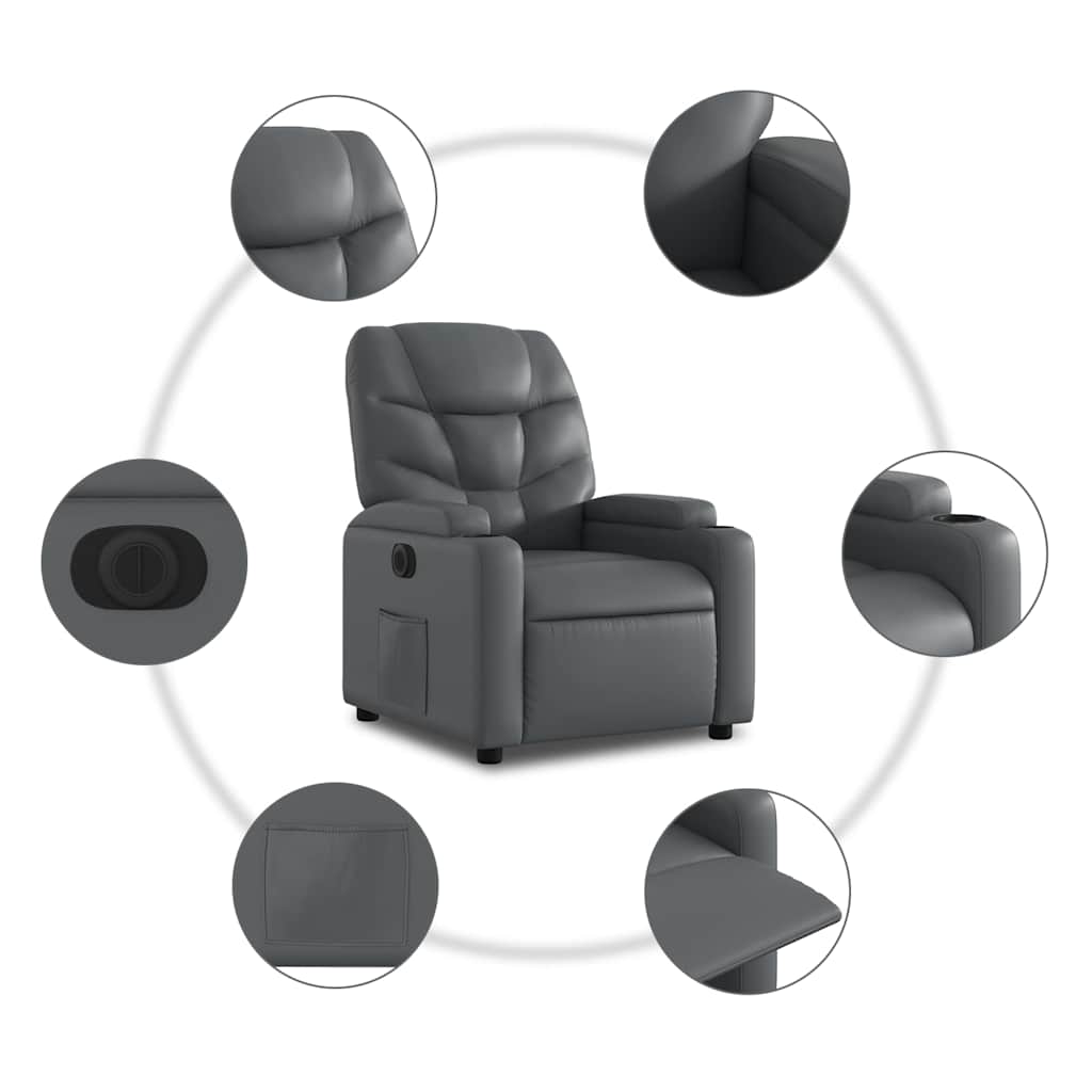 Fauteuil inclinable électrique Gris Similicuir - XIOS