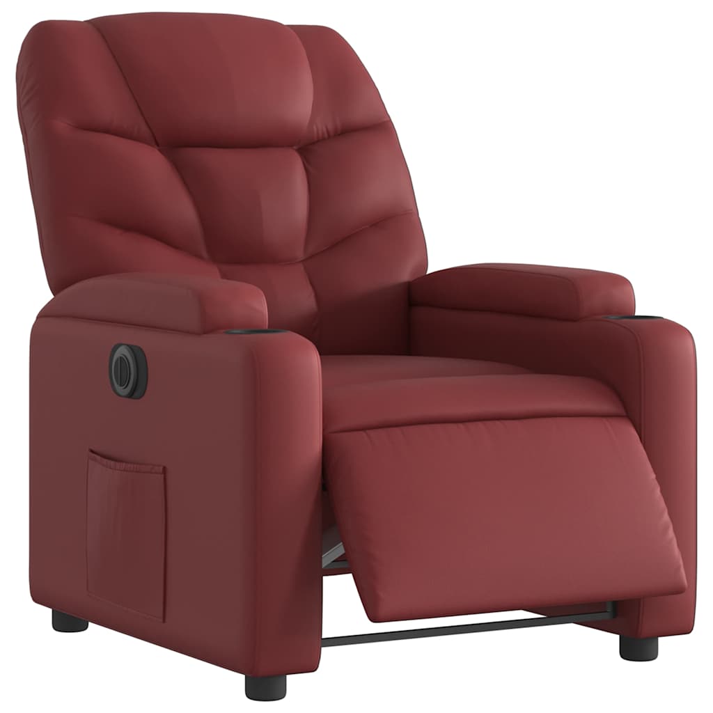 Fauteuil inclinable électrique Rouge bordeaux Similicuir - XIOS