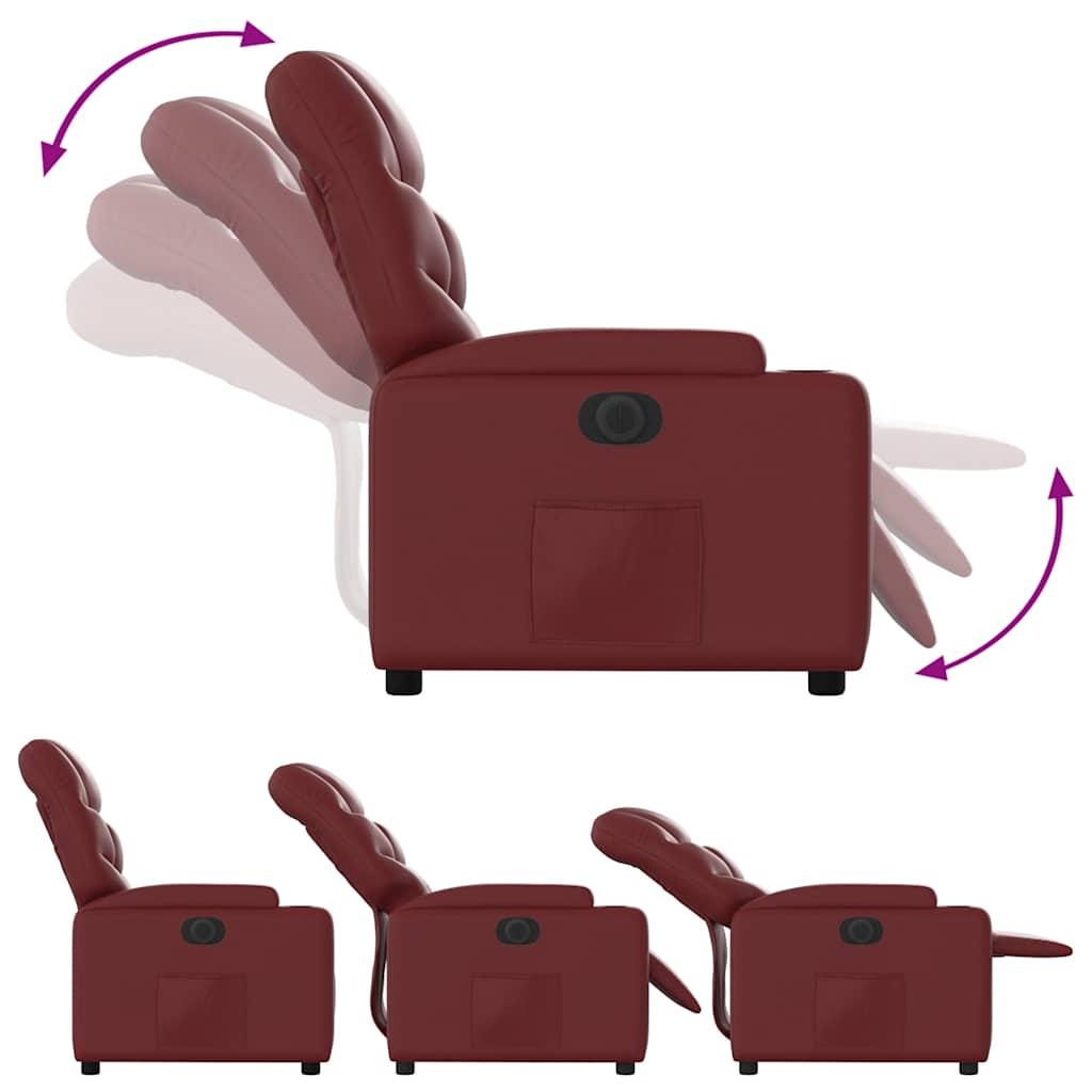 Fauteuil inclinable électrique Rouge bordeaux Similicuir - XIOS