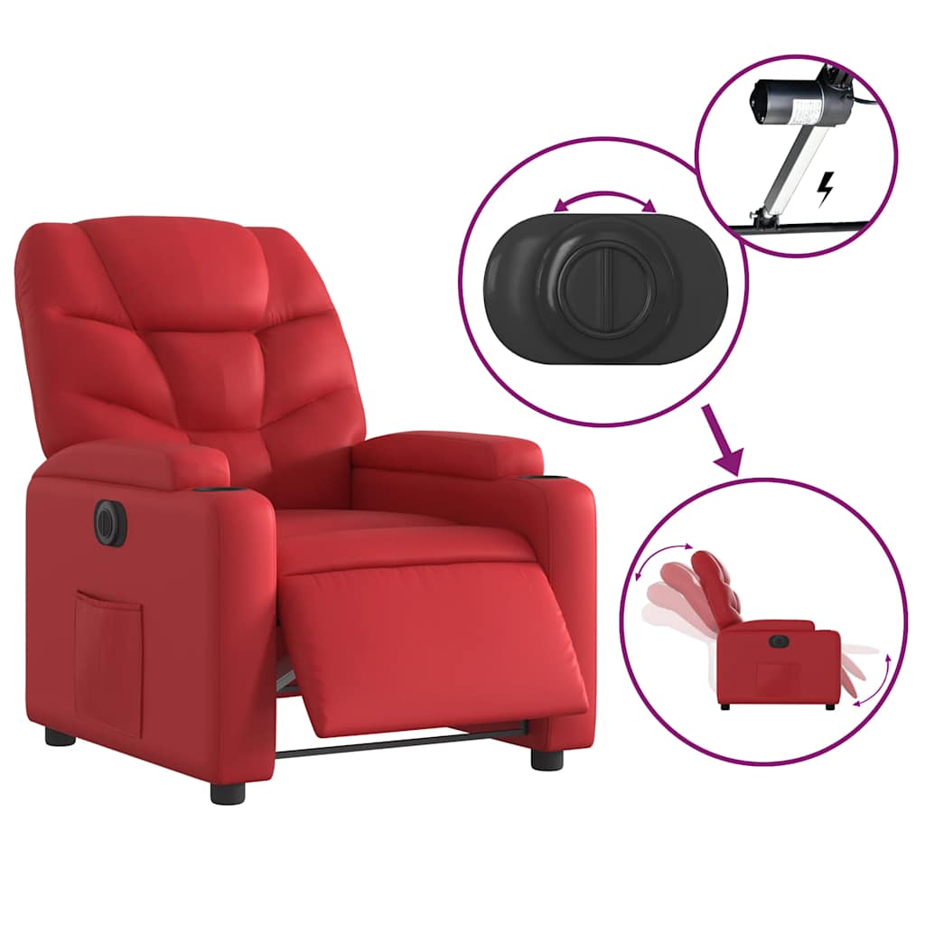 Fauteuil inclinable électrique Rouge Similicuir - XIOS
