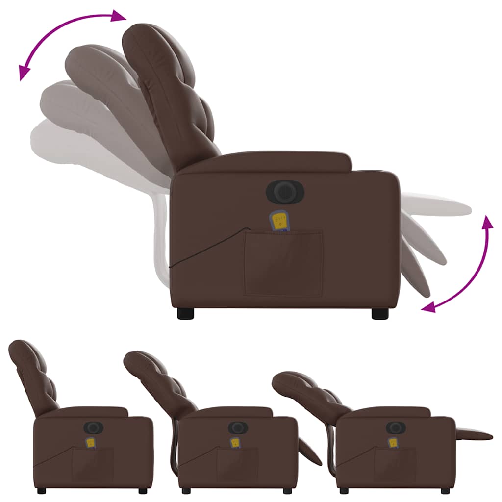 Fauteuil de massage inclinable électrique marron similicuir - XIOS