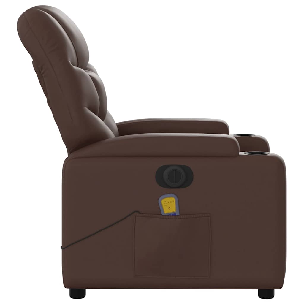 Fauteuil de massage inclinable électrique marron similicuir - XIOS
