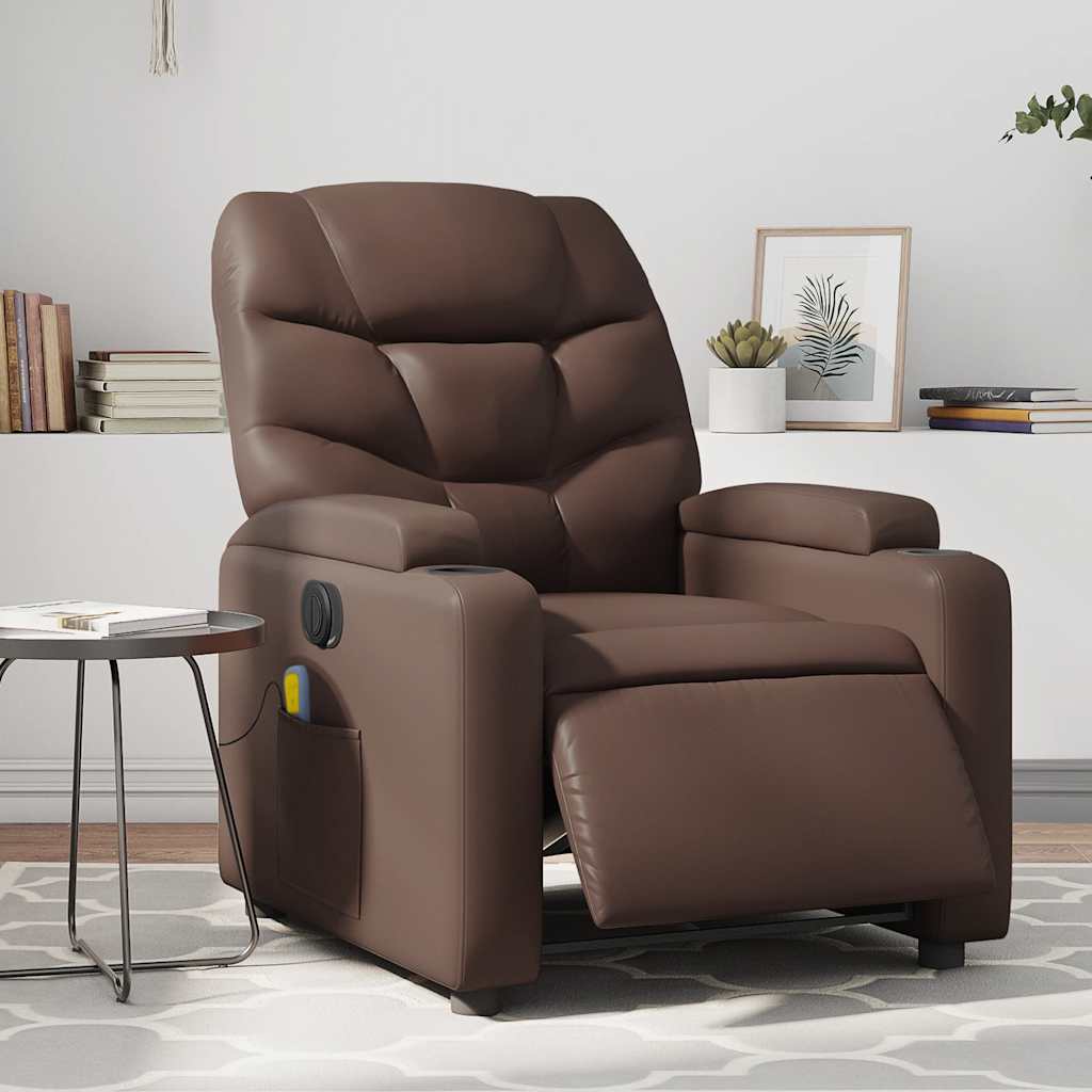 Fauteuil de massage inclinable électrique marron similicuir - XIOS