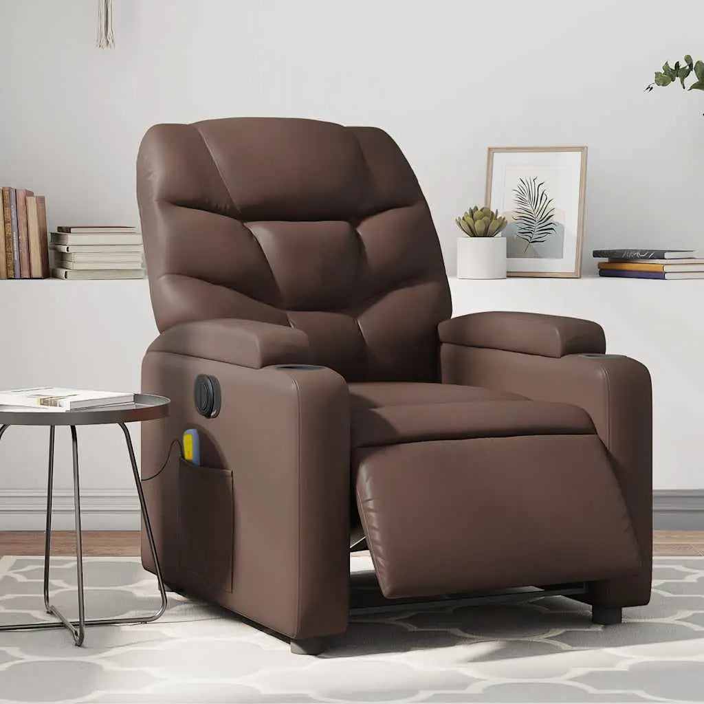 Fauteuil de massage inclinable électrique marron similicuir - XIOS