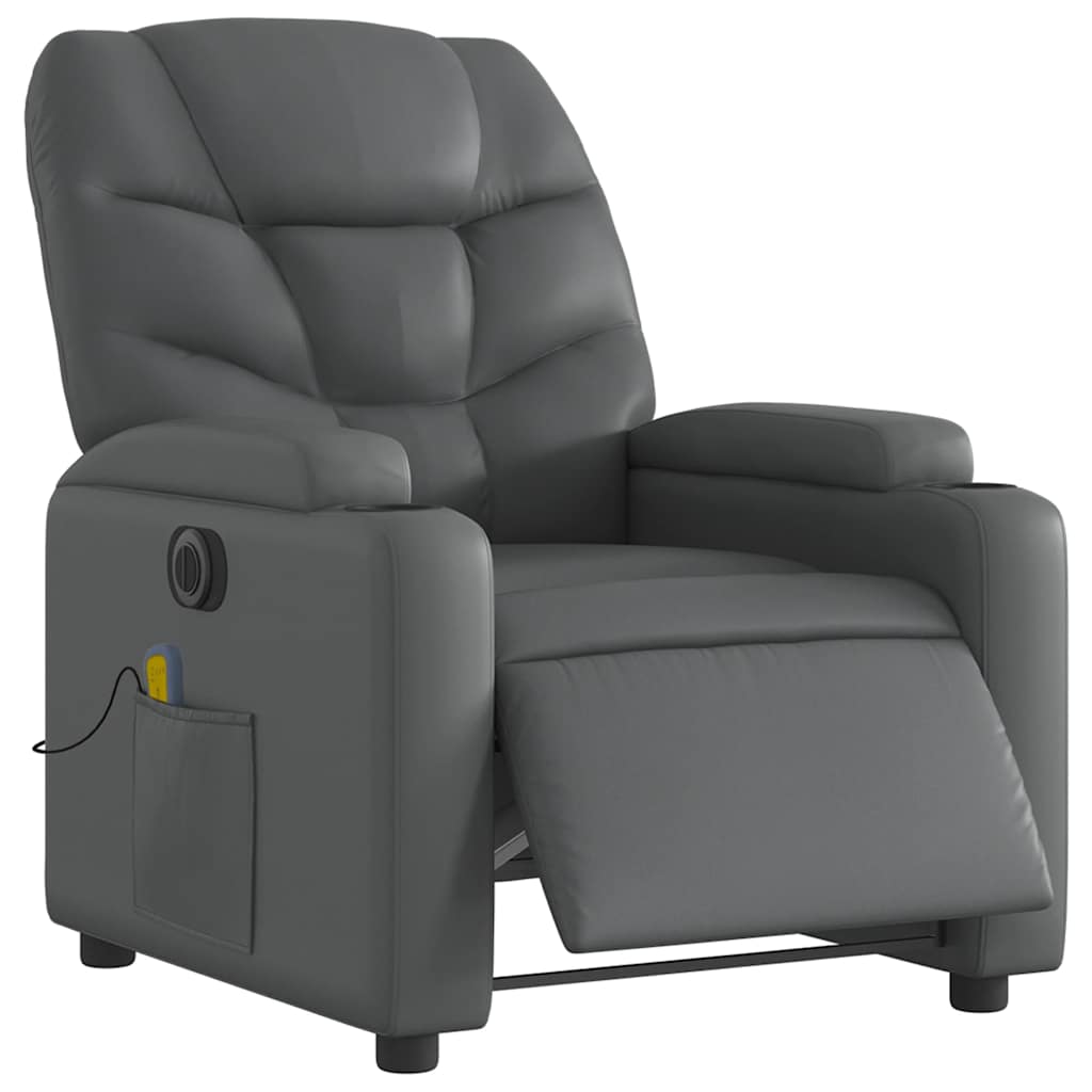 Fauteuil de massage inclinable électrique gris similicuir - XIOS