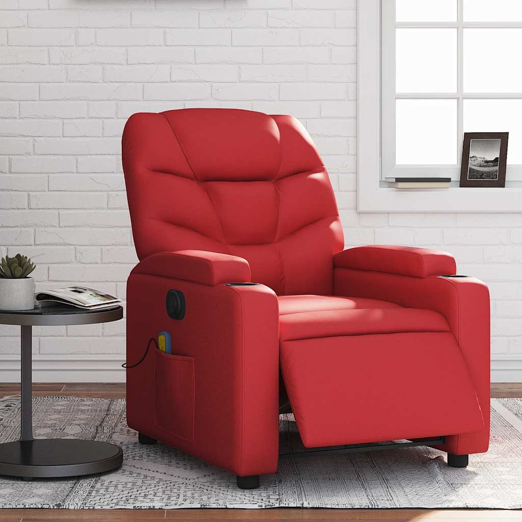 Fauteuil de massage inclinable électrique rouge similicuir - XIOS