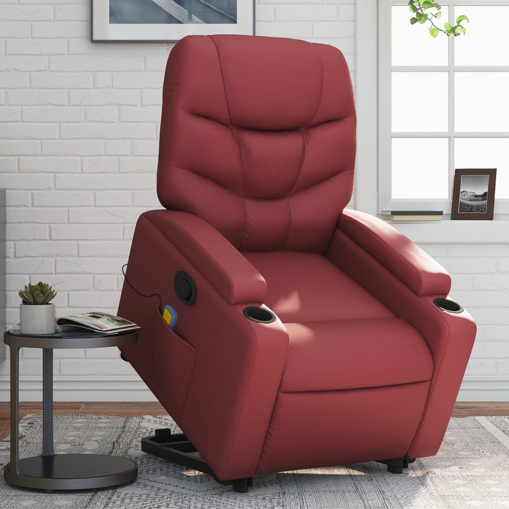 Fauteuil inclinable de massage Rouge bordeaux Similicuir - XIOS