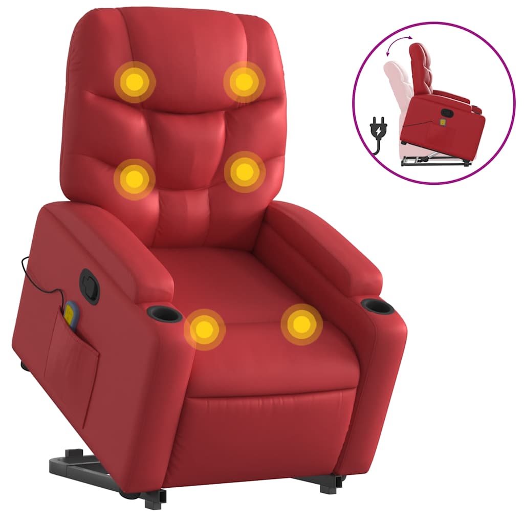 Fauteuil inclinable de massage Rouge Similicuir Fauteuils vidaXL