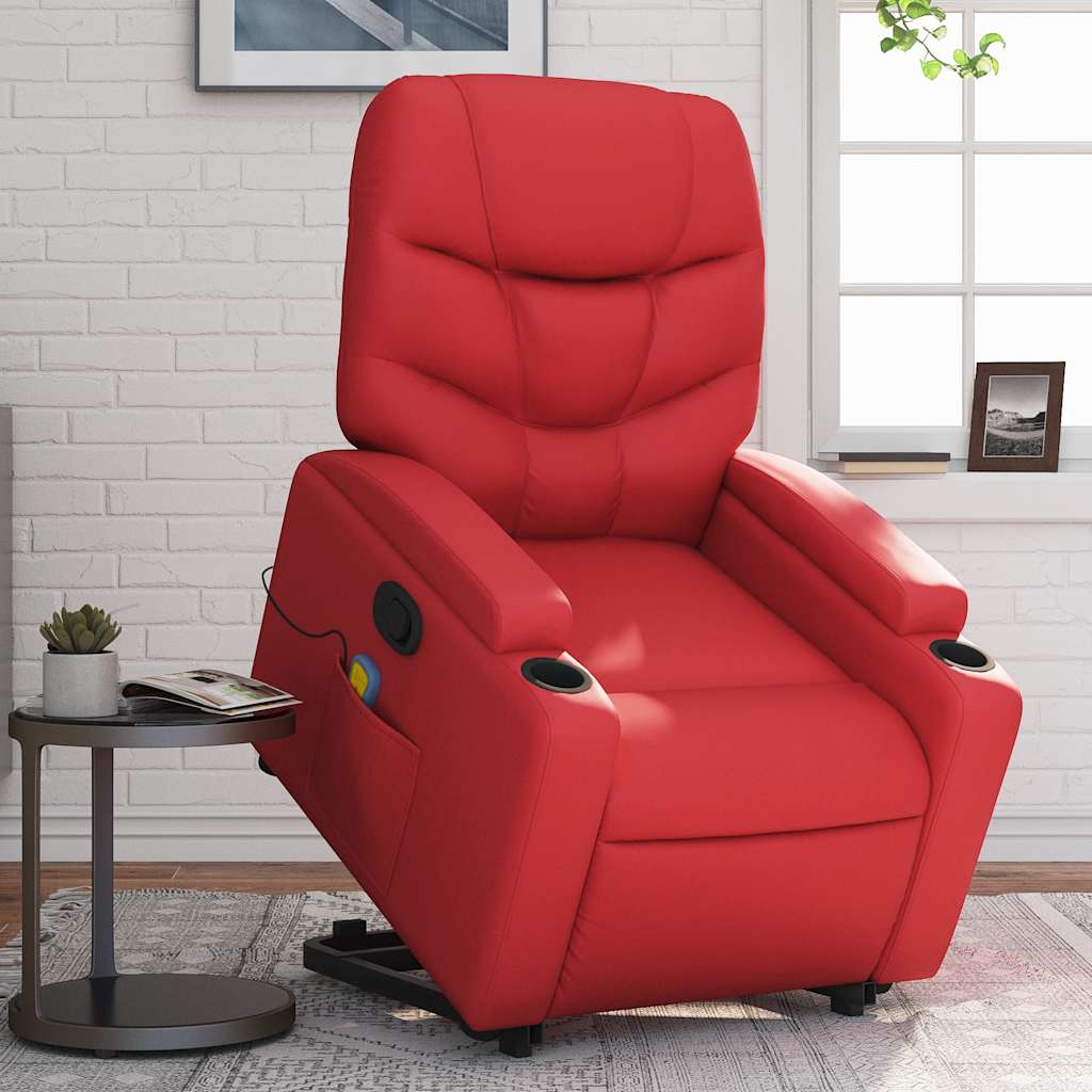 Fauteuil inclinable de massage Rouge Similicuir Fauteuils vidaXL