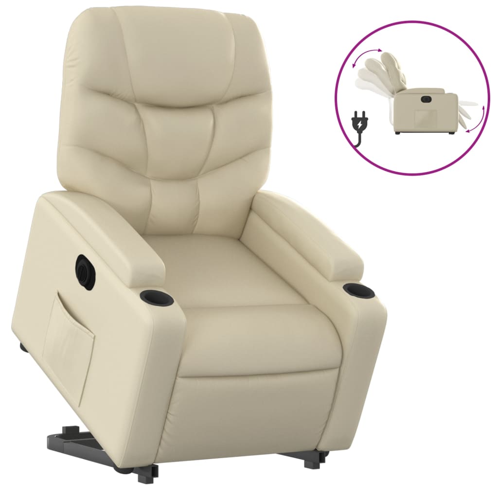 Fauteuil inclinable électrique crème similicuir - XIOS