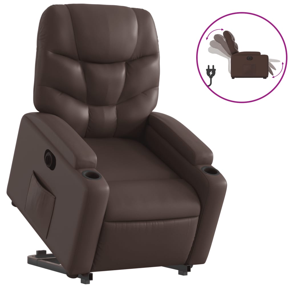 Fauteuil inclinable électrique marron similicuir - XIOS