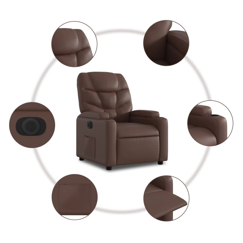 Fauteuil inclinable électrique marron similicuir - XIOS