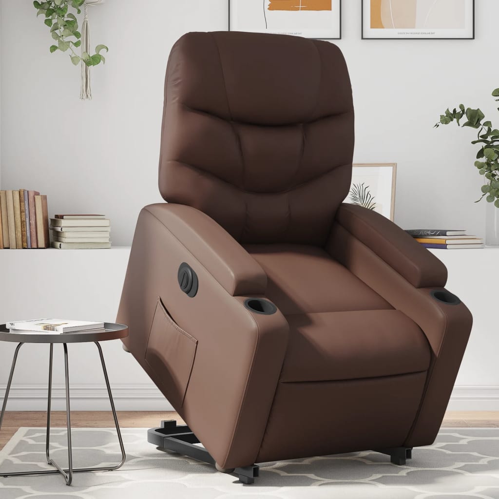 Fauteuil inclinable électrique marron similicuir - XIOS