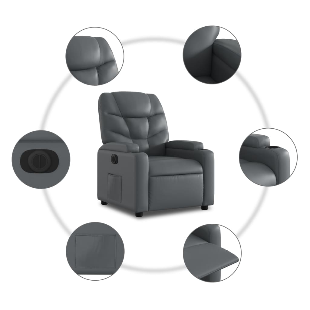Fauteuil inclinable électrique gris similicuir - XIOS