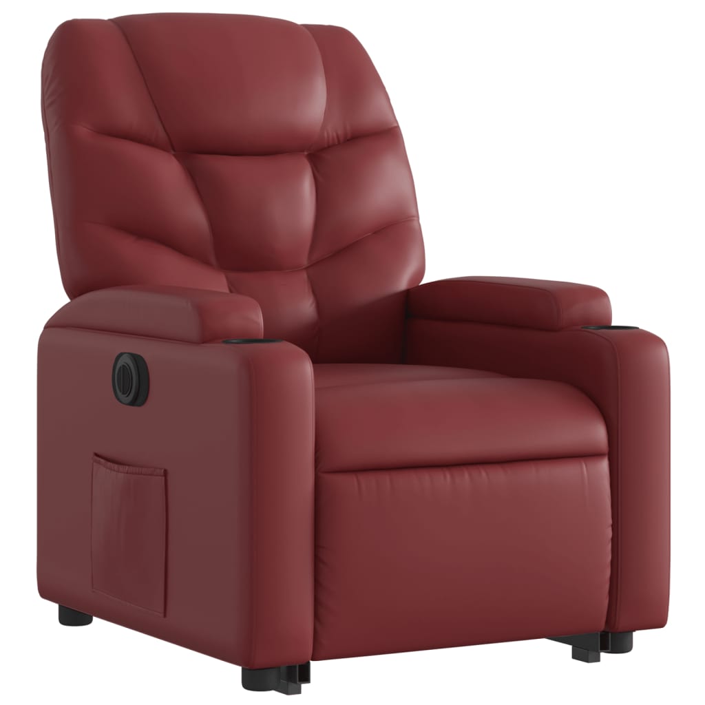 Fauteuil inclinable électrique rouge bordeaux similicuir - XIOS
