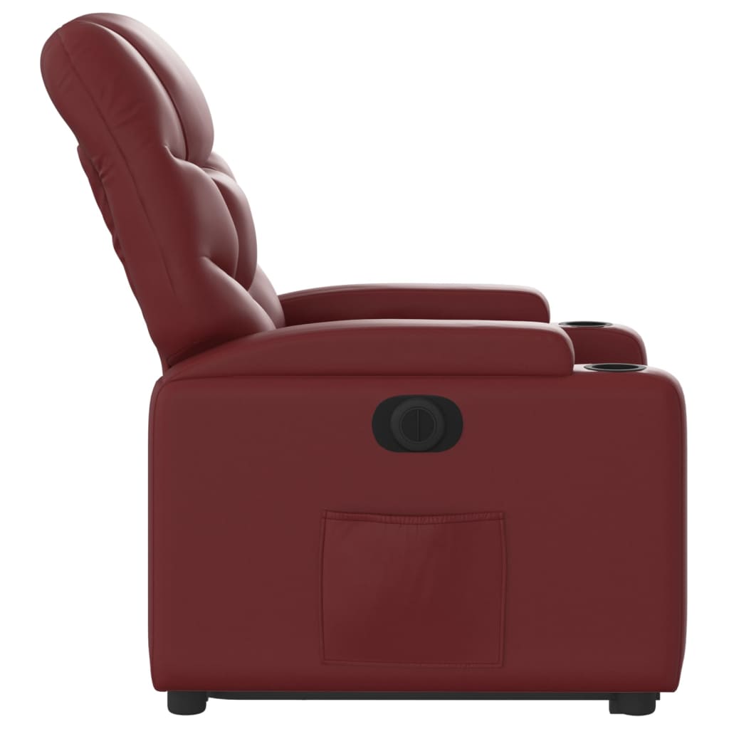 Fauteuil inclinable électrique rouge bordeaux similicuir - XIOS