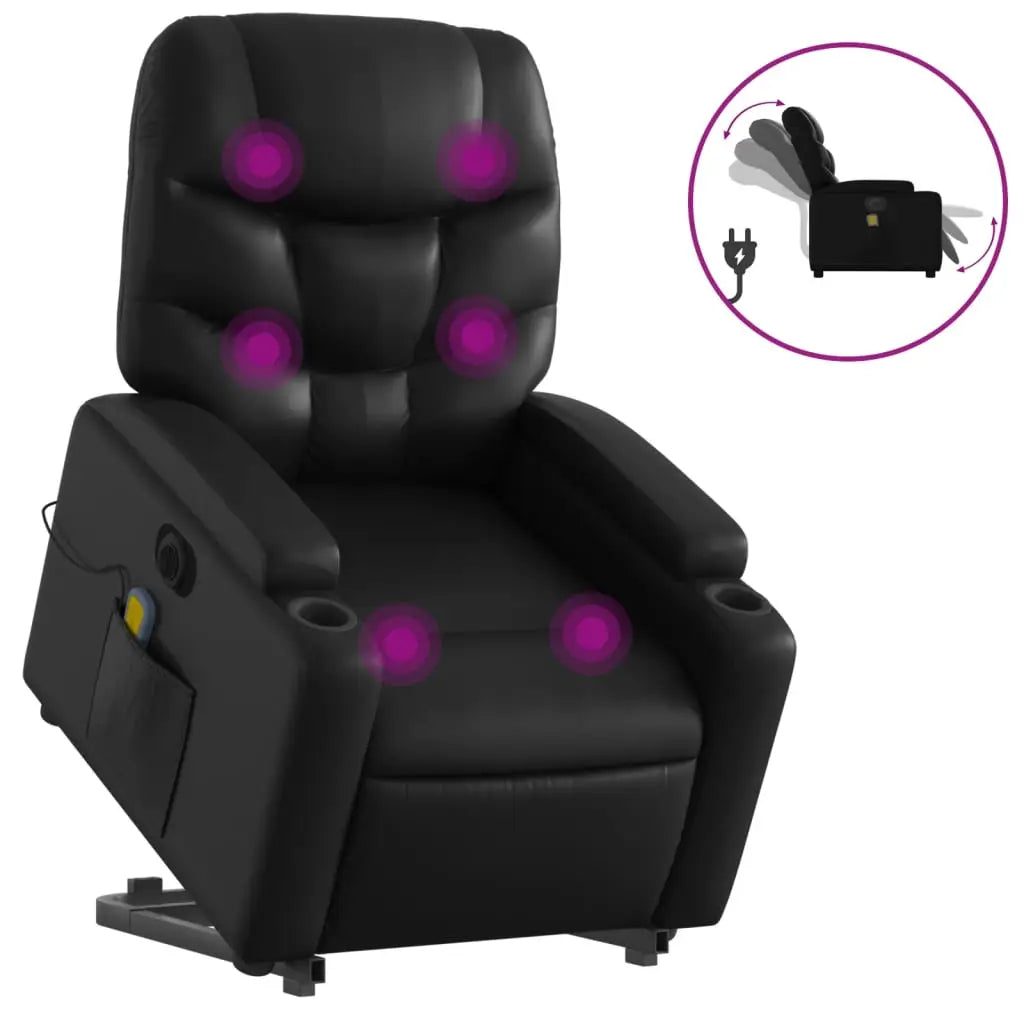 Fauteuil inclinable de massage électrique noir similicuir - XIOS