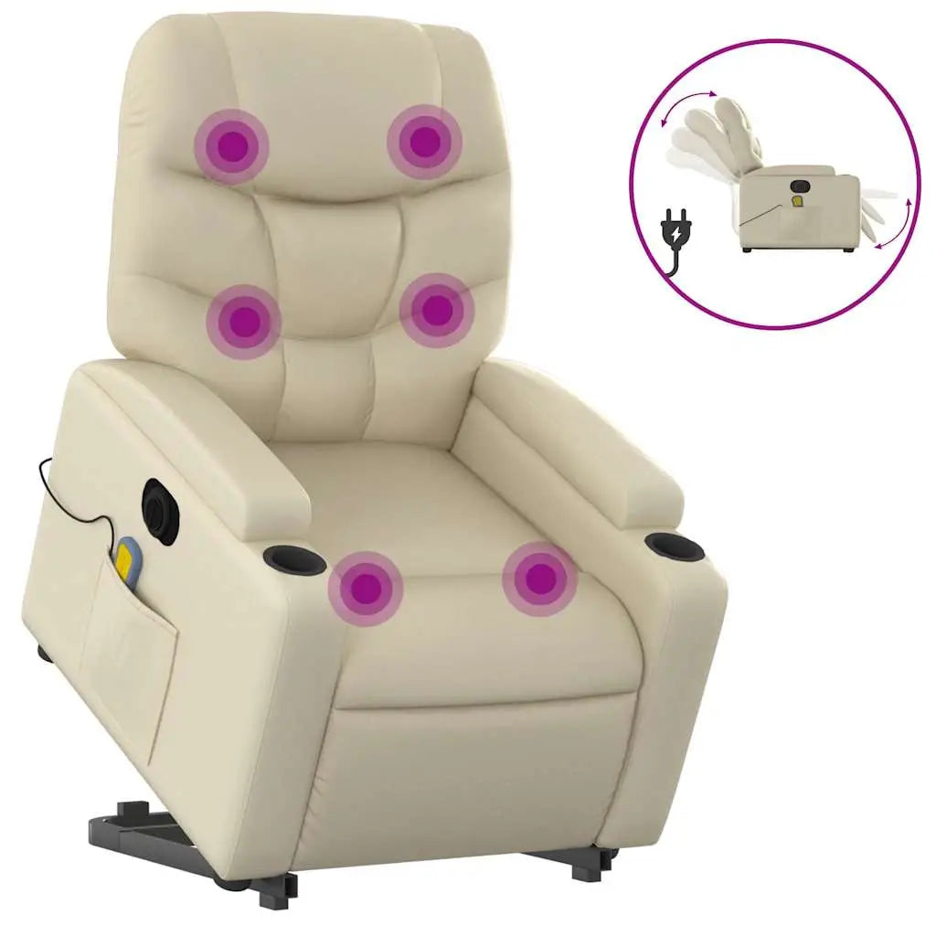 Fauteuil inclinable de massage électrique crème similicuir - XIOS