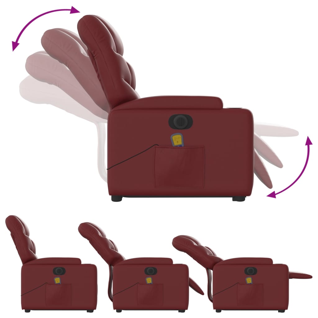 Fauteuil inclinable de massage électrique rouge bordeaux - XIOS