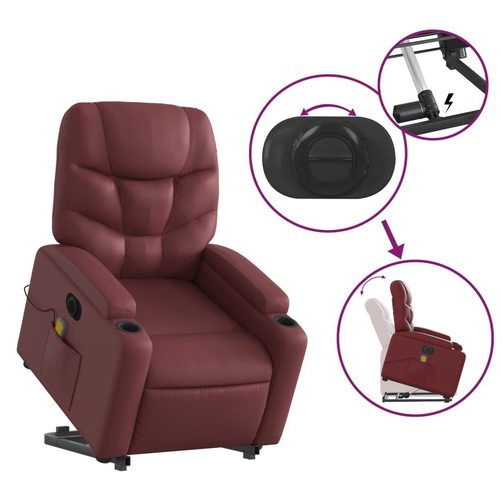 Fauteuil inclinable de massage électrique rouge bordeaux - XIOS