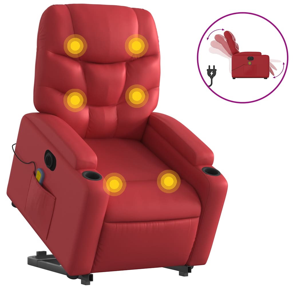 Fauteuil inclinable de massage électrique rouge similicuir Fauteuils vidaXL